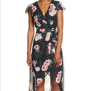 Julia Jordan high/low chiffon faux wrap dress